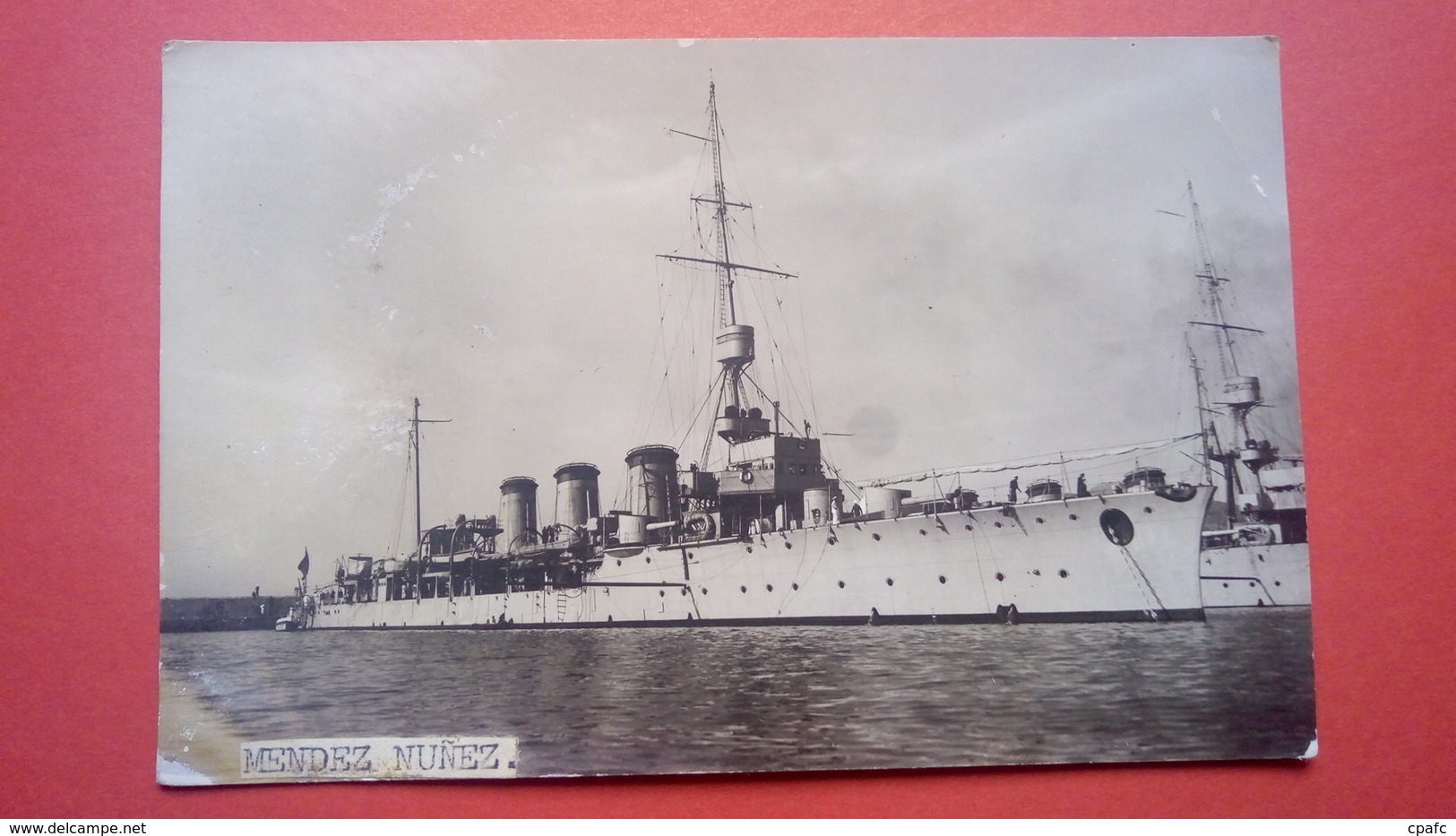 Carte Photo Du Bateau Espagnol De Guerre "Mendez Nunez"  / Tampon Au Dos Reporter Cartagena / Marina De Guerra Espanol - Guerre