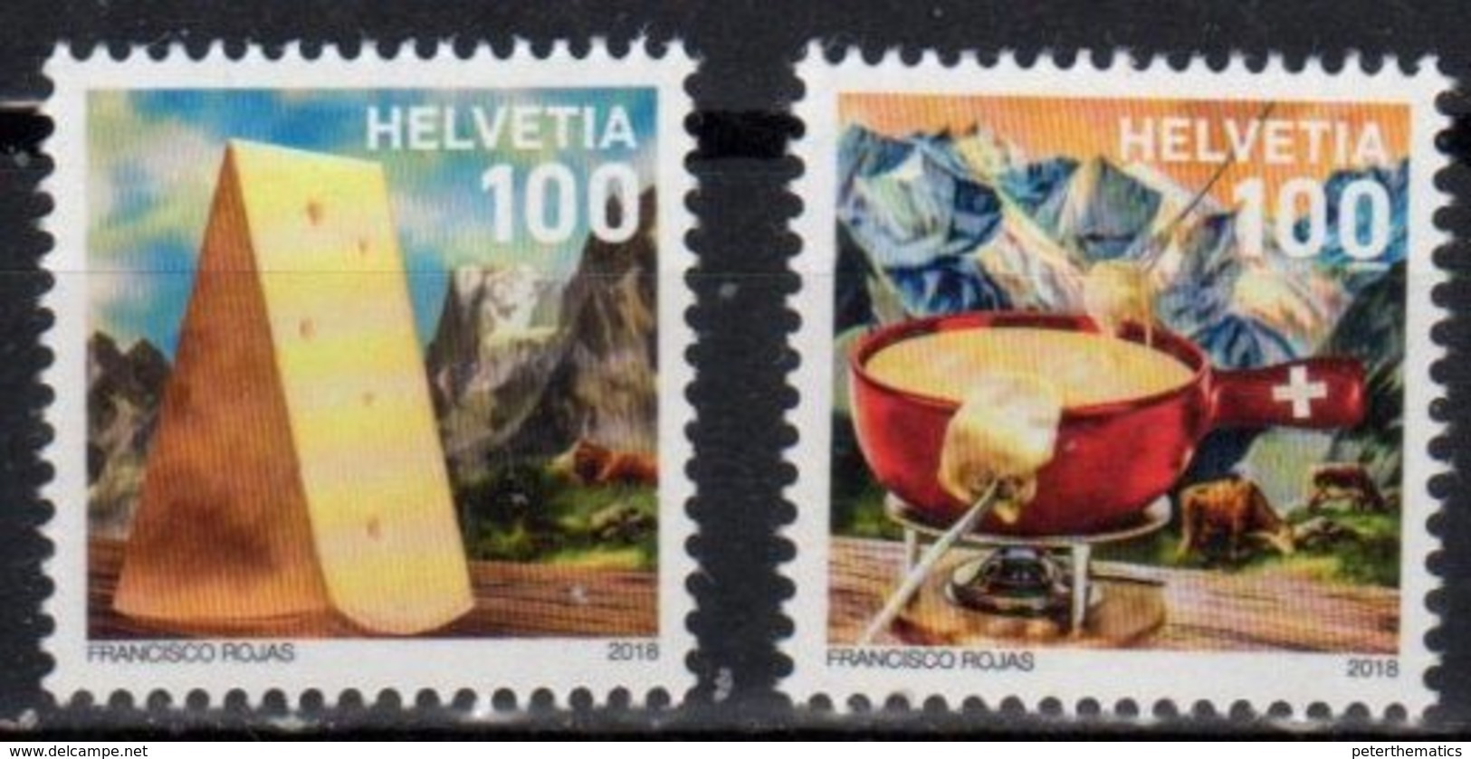 SWITZERLAND, 2018, MNH, TRADITIONAL FOOD, CHEESE, FONDUE,  MOUNTAINS, 2v - Food