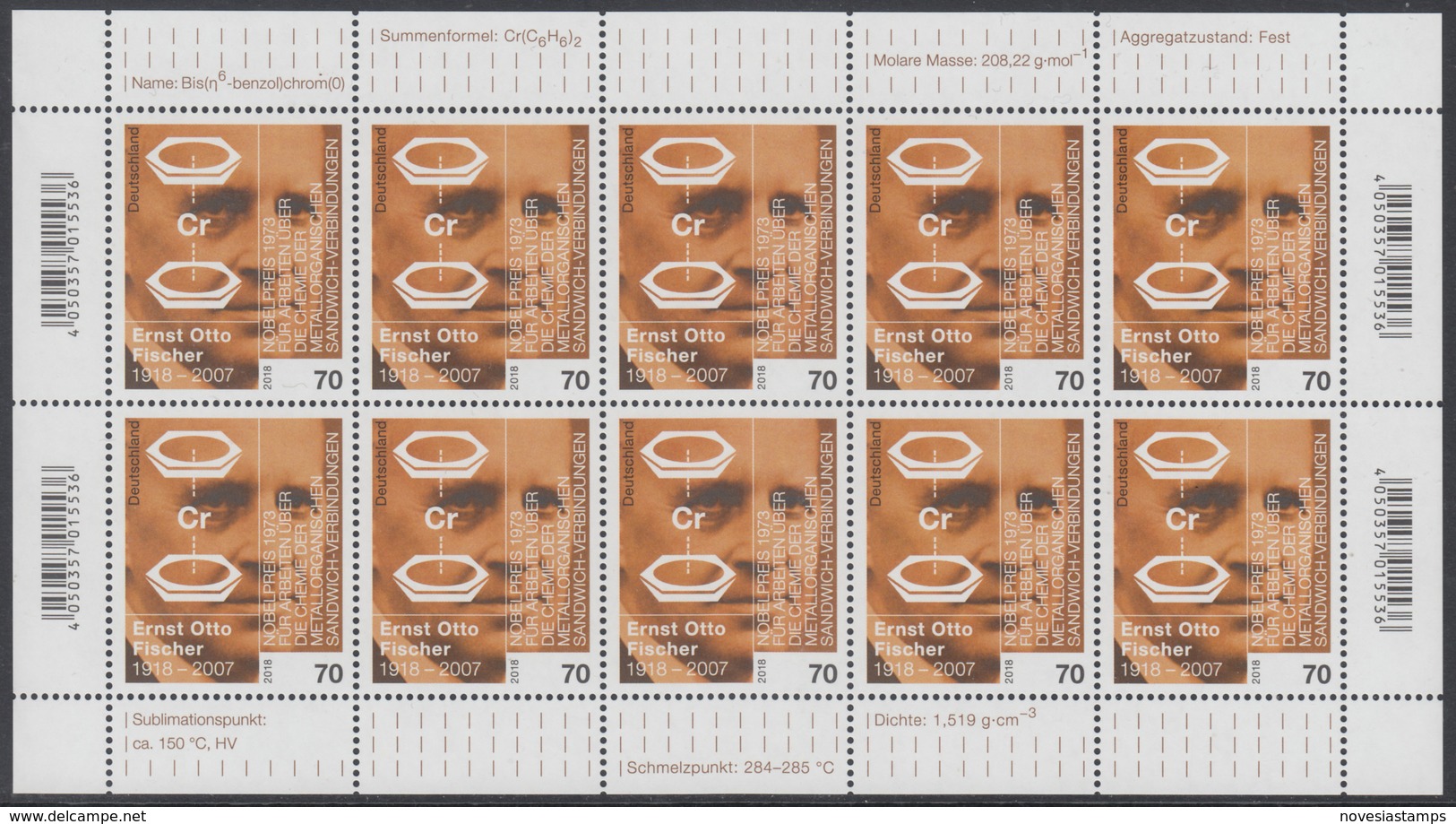 !a! GERMANY 2018 Mi. 3420 MNH SHEET(10) - Ernst Otto Fischer - 2011-2020