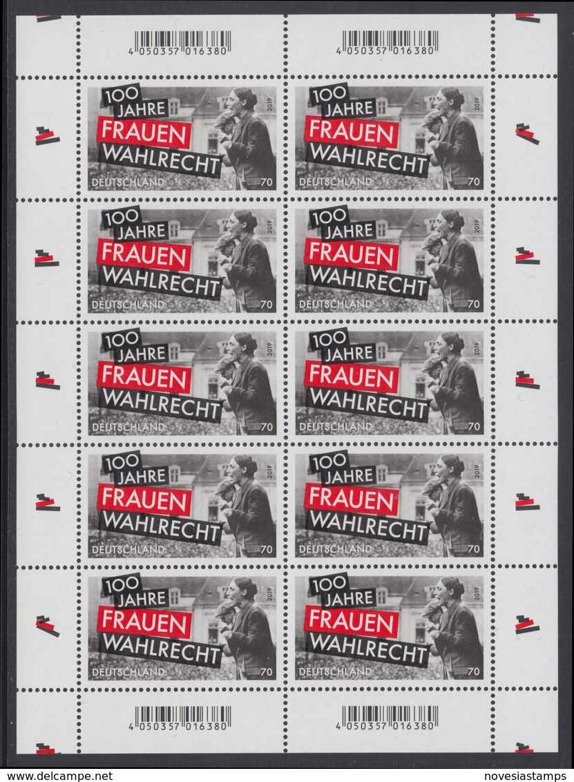 !a! GERMANY 2019 Mi. 3435 MNH SHEET(10) - Women Suffrage - 2011-2020