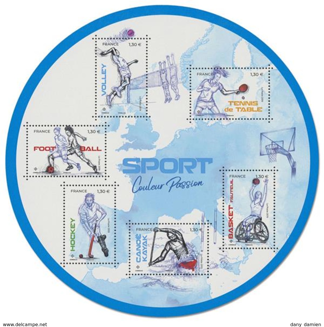 France - Bloc Feuillet Y&T N° F5325 - Feuille Sport. Couleur Passion (2019) - Neufs