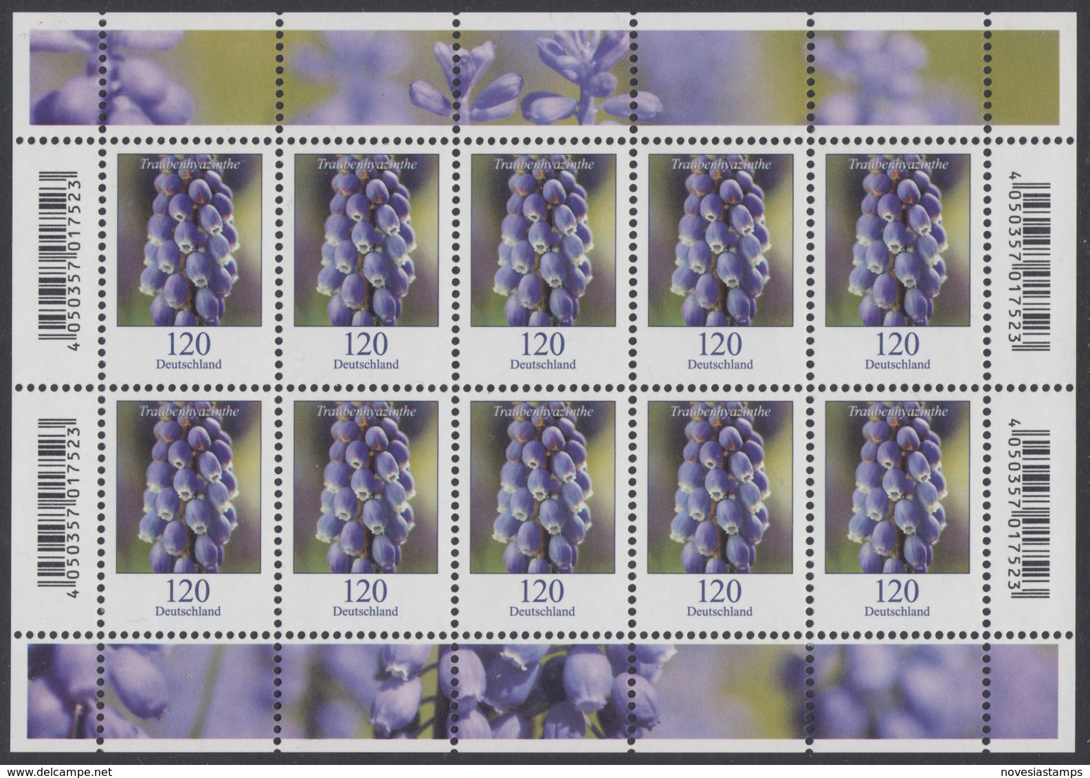 !a! GERMANY 2019 Mi. 3447 MNH SHEET(10) - Flowers: Grape Hyacinth - 2011-2020