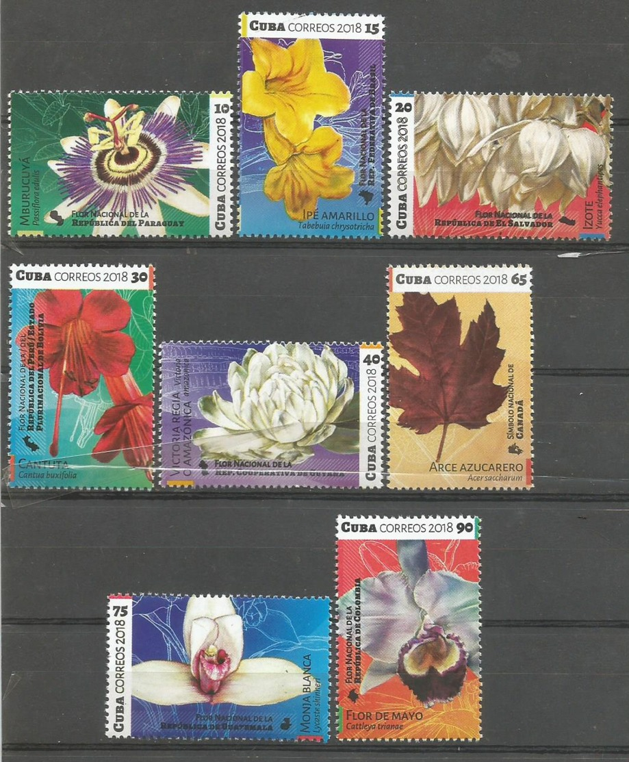 Cuba 2018 American Flowers 8v MNH - Unused Stamps