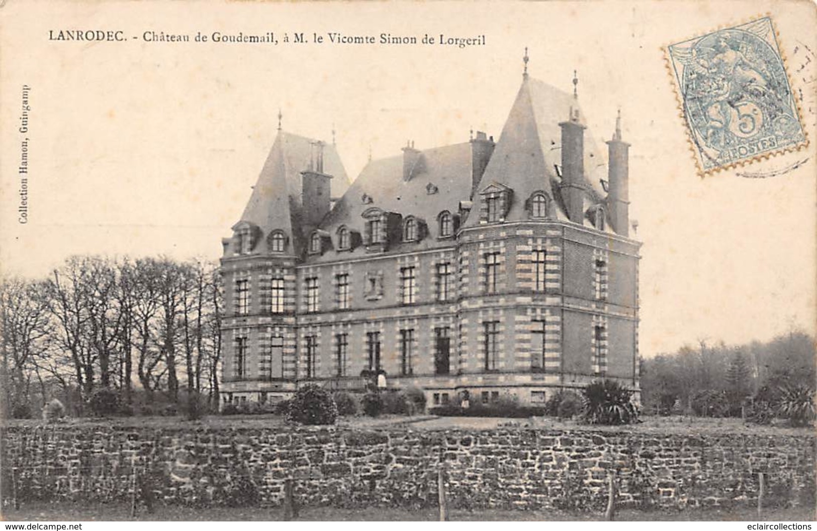 Lanrodec      22       Château De Goudemail. A M. Le Vicomte Simon De Lorgeril       (voir Scan) - Sonstige & Ohne Zuordnung