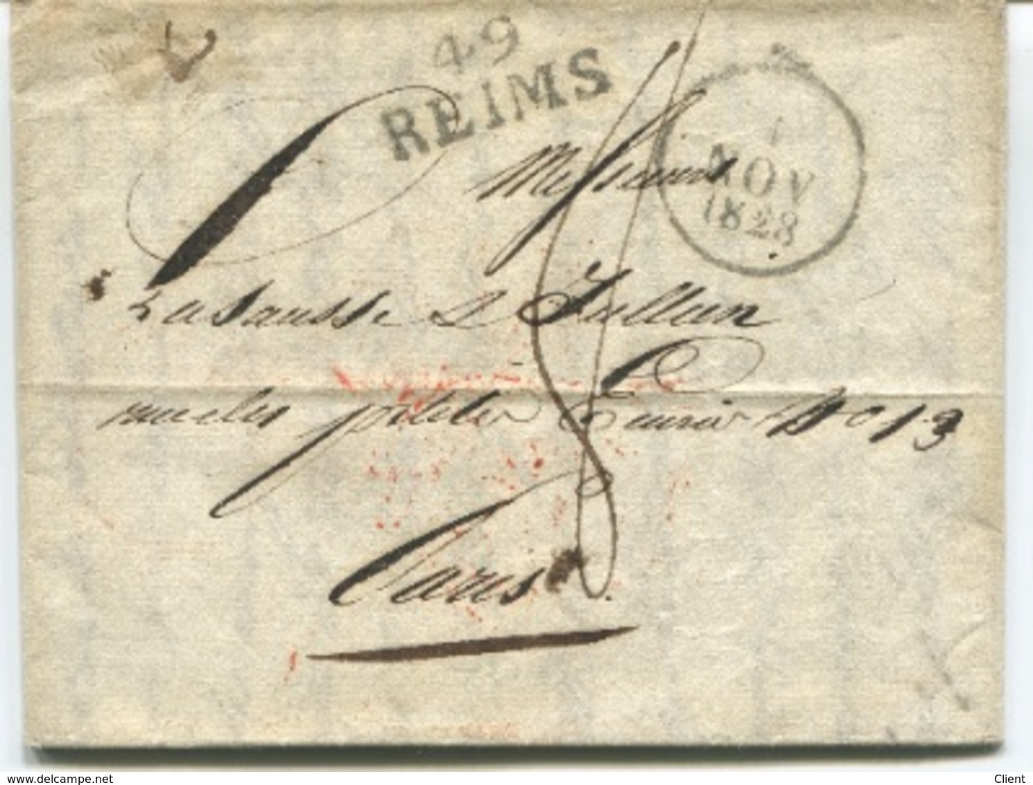 FRANCE - Lettre Préphilatélie - REIMS 49 -1828 - 1801-1848: Precursores XIX