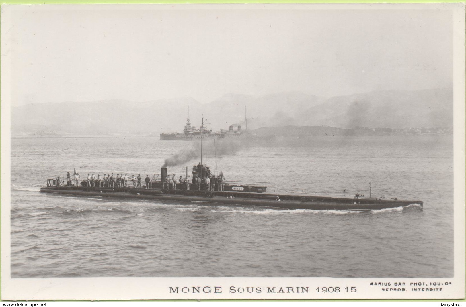 MONGE  Sous-marin  1908  15 / Photo Marius Bar, Toulon / Marine - Bateaux - Guerre - Militaire - Guerre