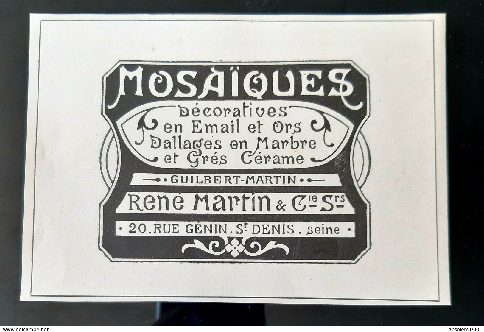 MOSAIQUES DECORATIVES RENE GUILBERT MARTIN EMAIL GRES CERAME ART NOUVEAU PUBLICITE 1900 ADVERTISING JUGENDSTIL MOSAIC - Publicités