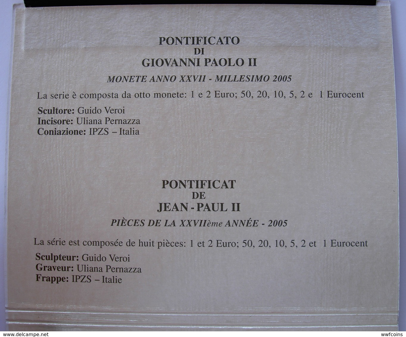 CITTA' DEL VATICANO DIVISIONALE 2005 XXVII PONTIFICATO GIOVANNI PAOLO II WOJTYLA JAN PAWEL VATICAN CITY ORIGINAL SET UNC - Vaticano