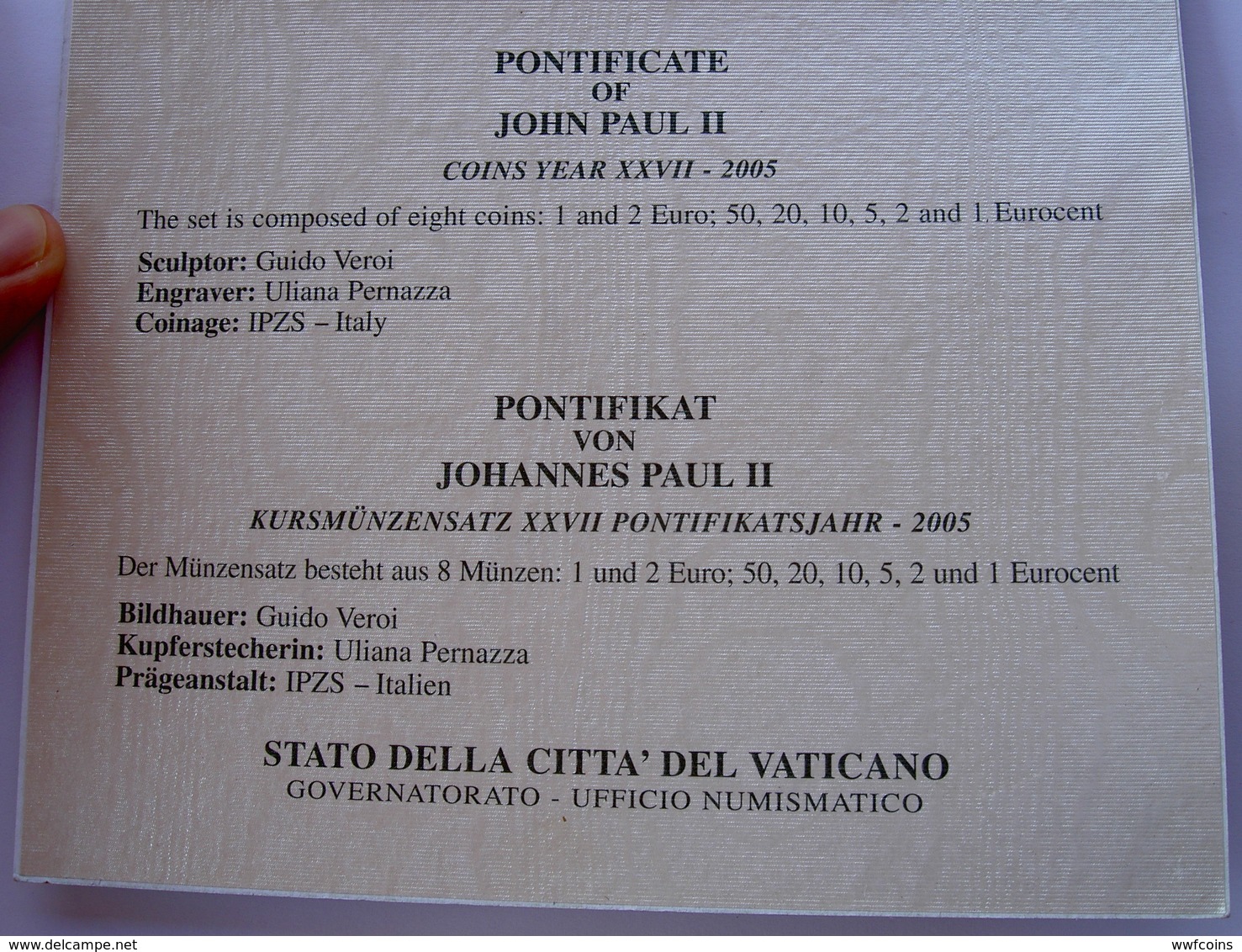 CITTA' DEL VATICANO DIVISIONALE 2005 XXVII PONTIFICATO GIOVANNI PAOLO II WOJTYLA JAN PAWEL VATICAN CITY ORIGINAL SET UNC - Vaticano