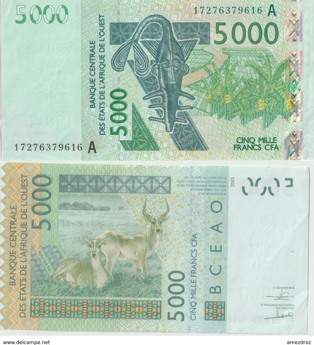 Billet De 5000 Francs 2003 CFA XOF Afrique Occidentale Non Circulé Sortie Du Distributeur - Costa De Marfil