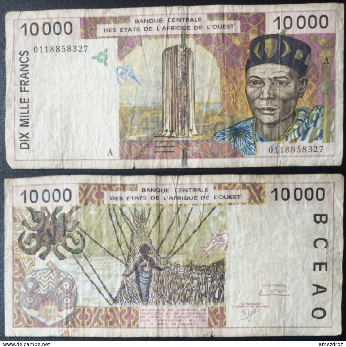 Billet De 10 000 Francs Afrique De L'Ouest Origine Cote D'Ivoire - Côte D'Ivoire