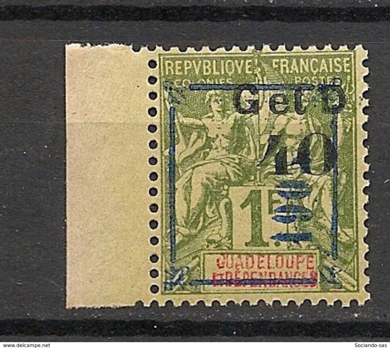 Guadeloupe - 1904 - N°Yv. 50f - 40 Sur 1f Olive - VARIETE T étroit - Case 11 - Neuf Luxe ** / MNH - Neufs