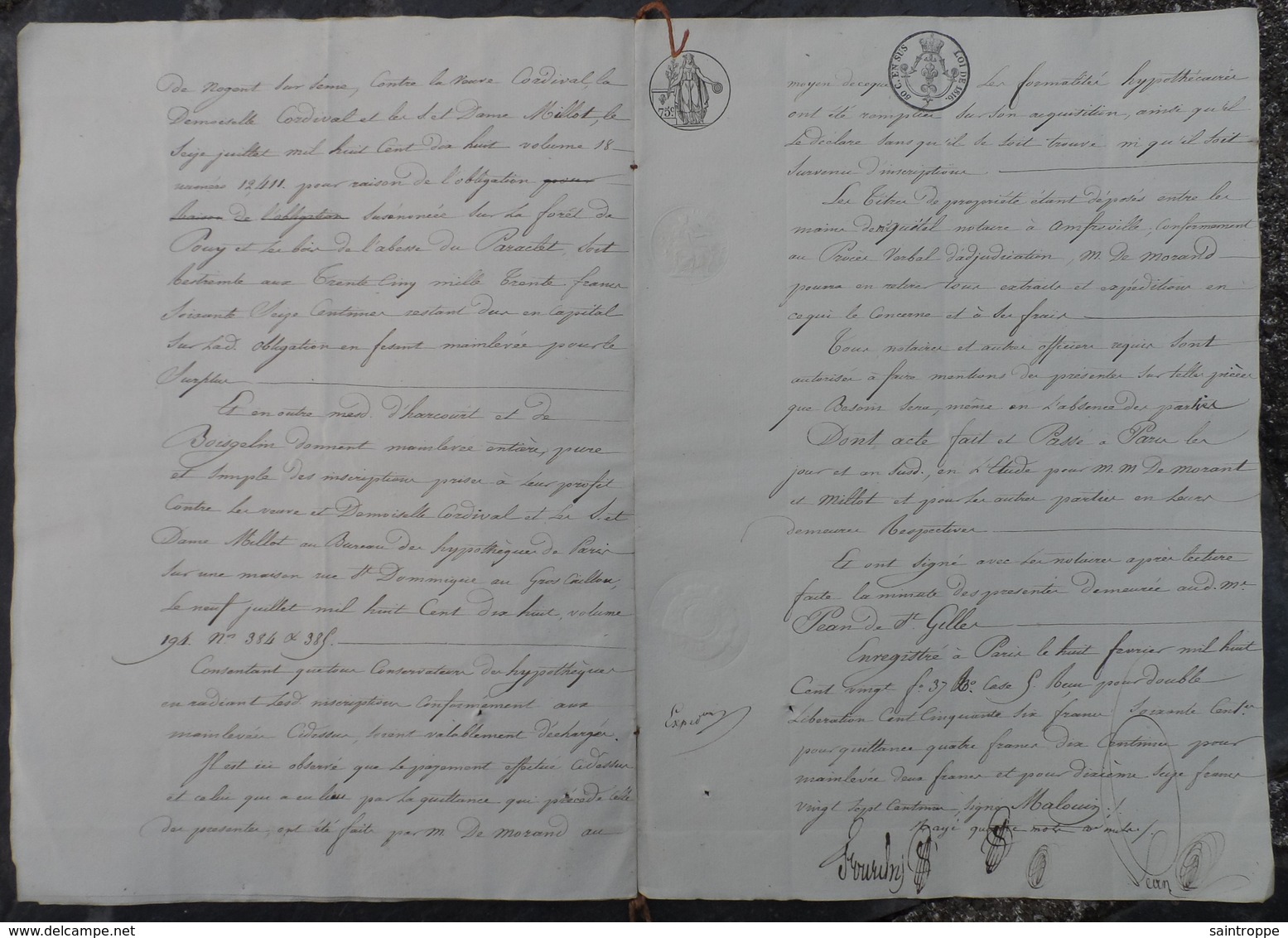 Manuscrit De1818.Mme Vve Cordival Vend à M.De Morant Des Terres à Merville,Varaville Près Caen. - Manuscritos