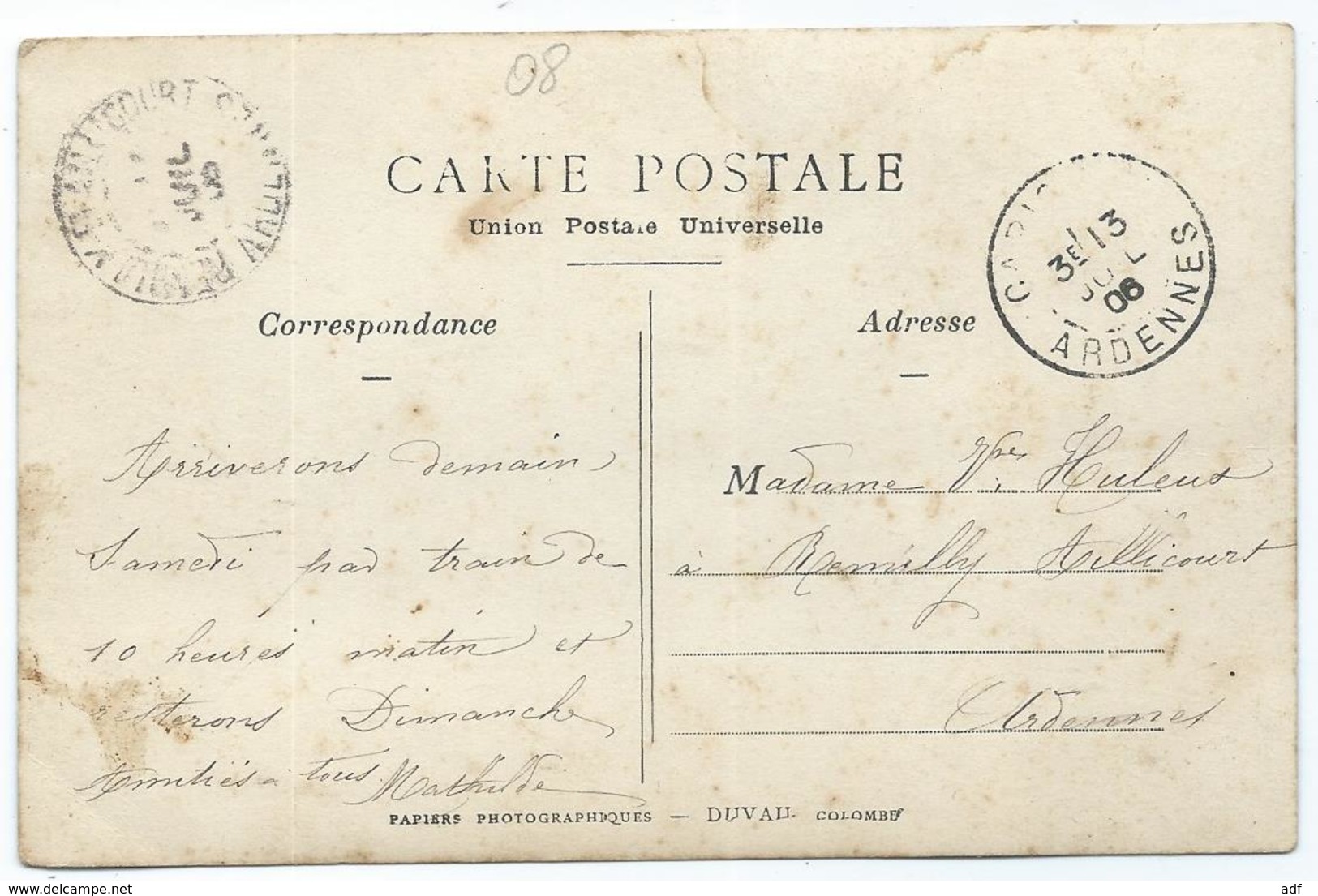 TOP RARE CPA CARTE PHOTO ANIMEE CARIGNAN, PETITE ANIMATION DEVANT L'HOTEL DU GRAND CERF, DEVANTURE, ARDENNES 08 - Autres & Non Classés