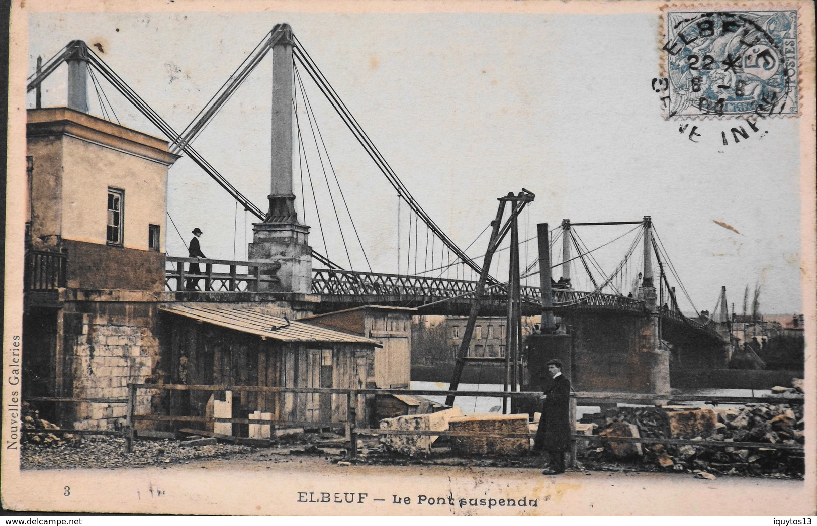 CPA. - FR. [76] Seine Maritime > Elbeuf > Le Pont Suspendu Daté 1904 - TBE - Elbeuf