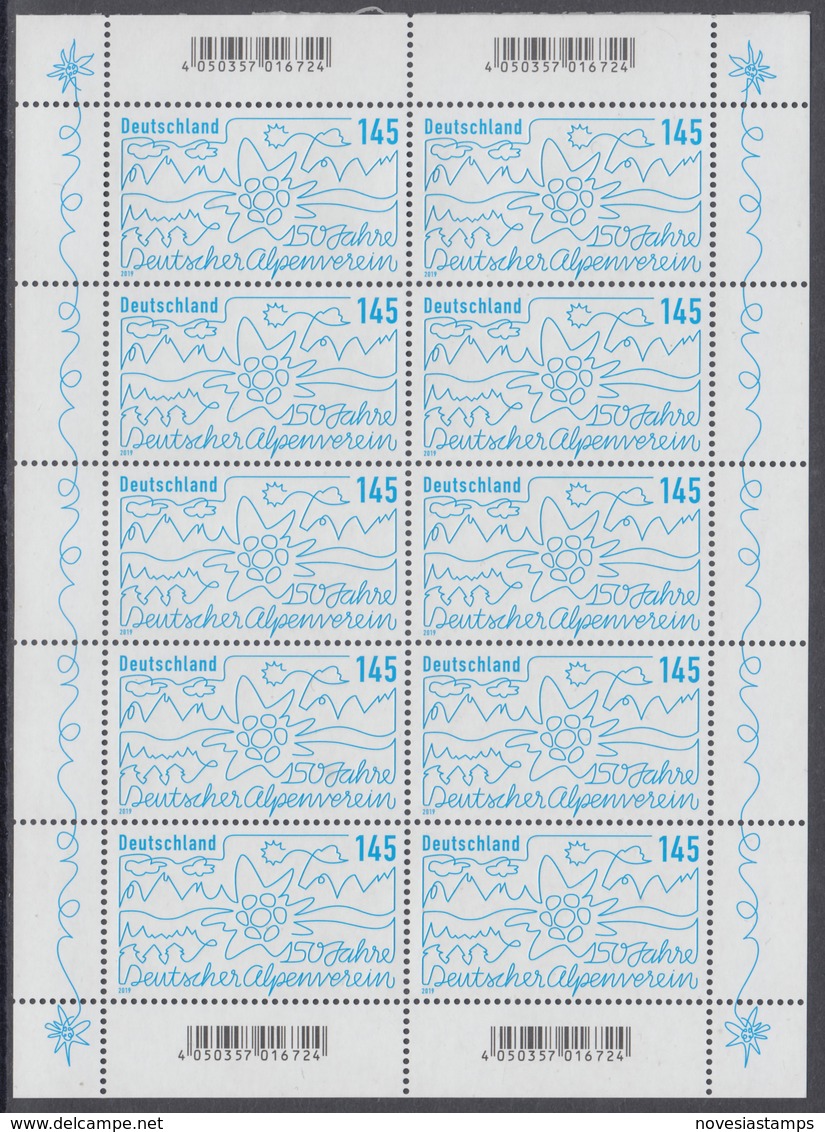 !a! GERMANY 2019 Mi. 3456 MNH SHEET(10) - German Alpine Association - 2011-2020