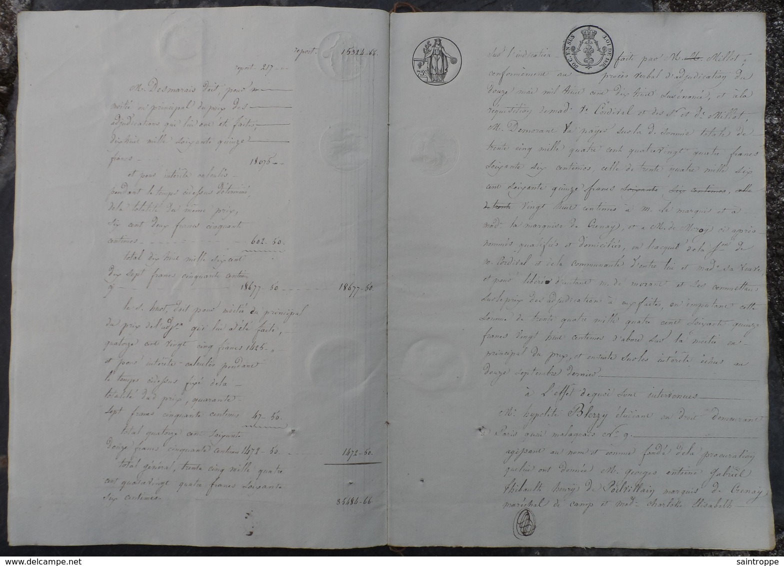 Manuscrit De1818.M.Demorant à Varaville Adjudicataire Des Biens Cordival à Merville,Varaville,..... - Manuscripts