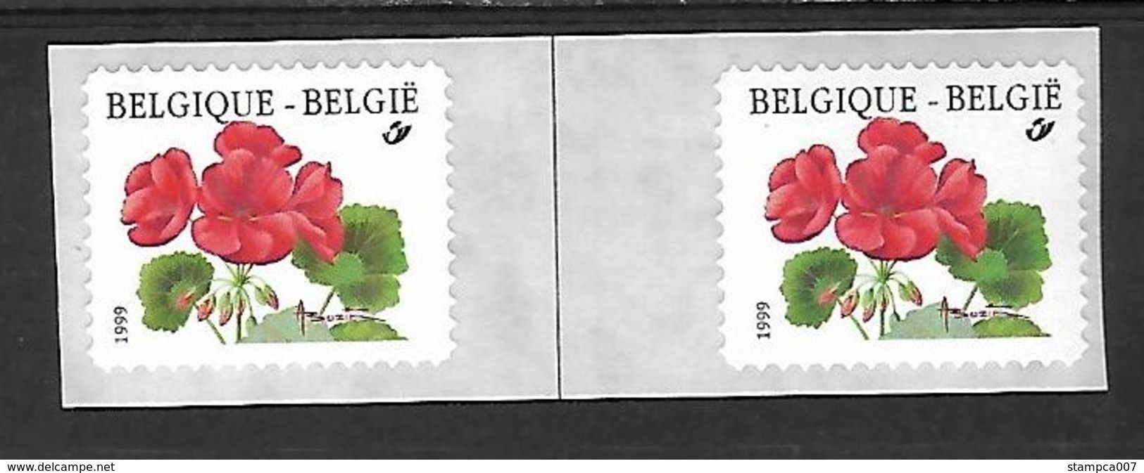 OCB Nr 2854 R91 Buzin Flora Geranium Strip Abnormale Ruimte Tussen Beide Zegels  MNH !!!! - Rouleaux