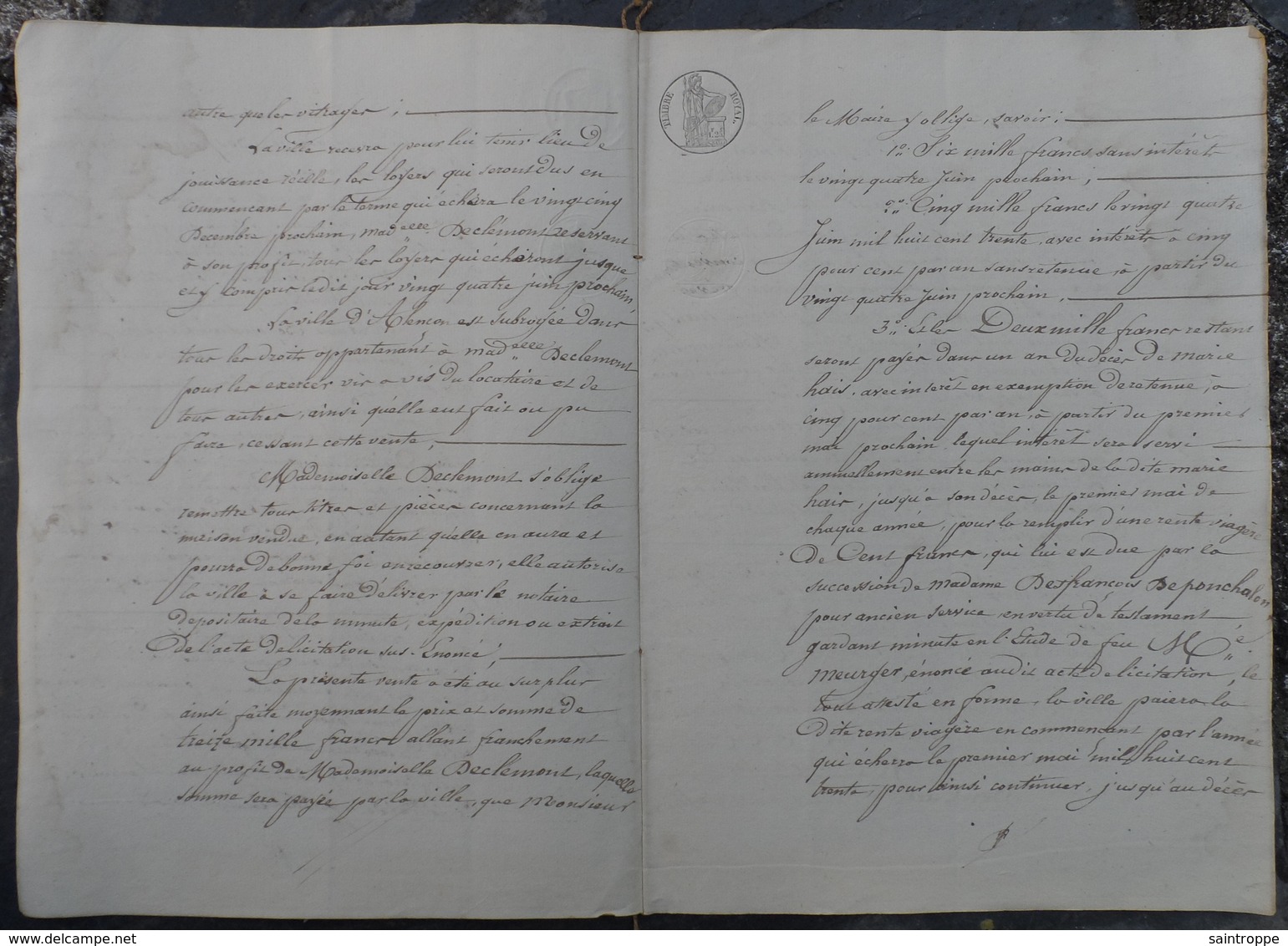 Manuscrit De1829.Marie D'Hôtel De Clémont à Gisors,vend à La Ville D'Alençon Une Maison Destinée Au Presbytère  Du Curé. - Manuscrits