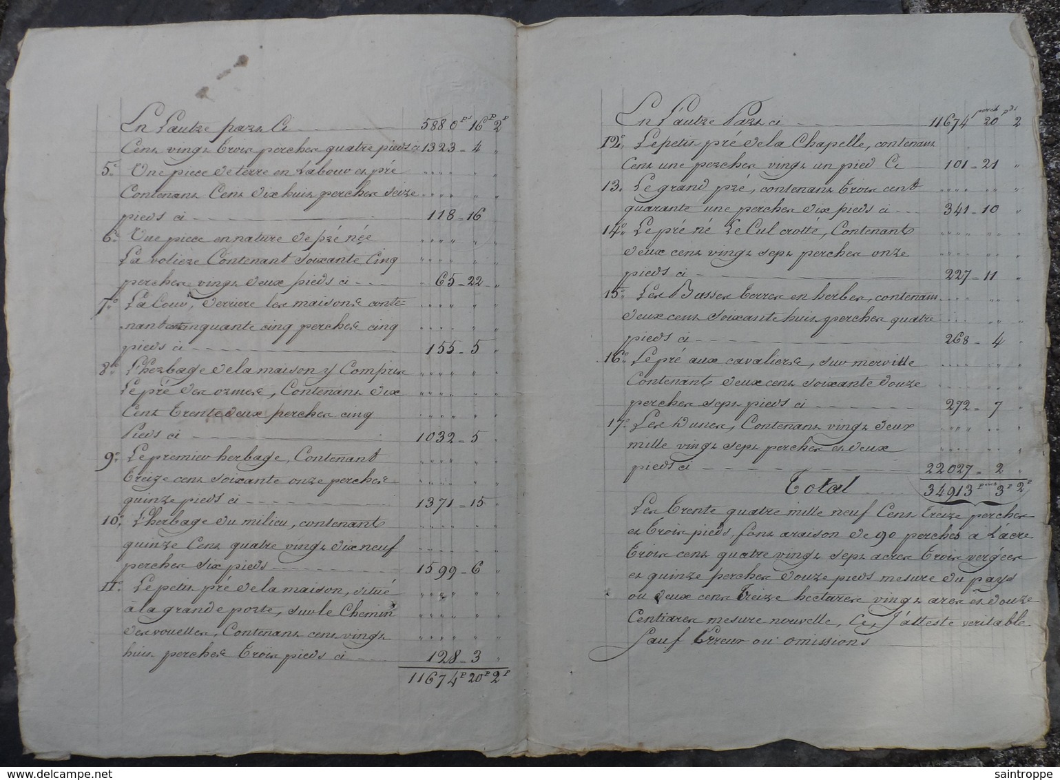 Manuscrit De1808.Rapport Du Géomètre Arpenteur Delamare à Gonneville,concernant Des Terres à Varaville. - Manuscrits