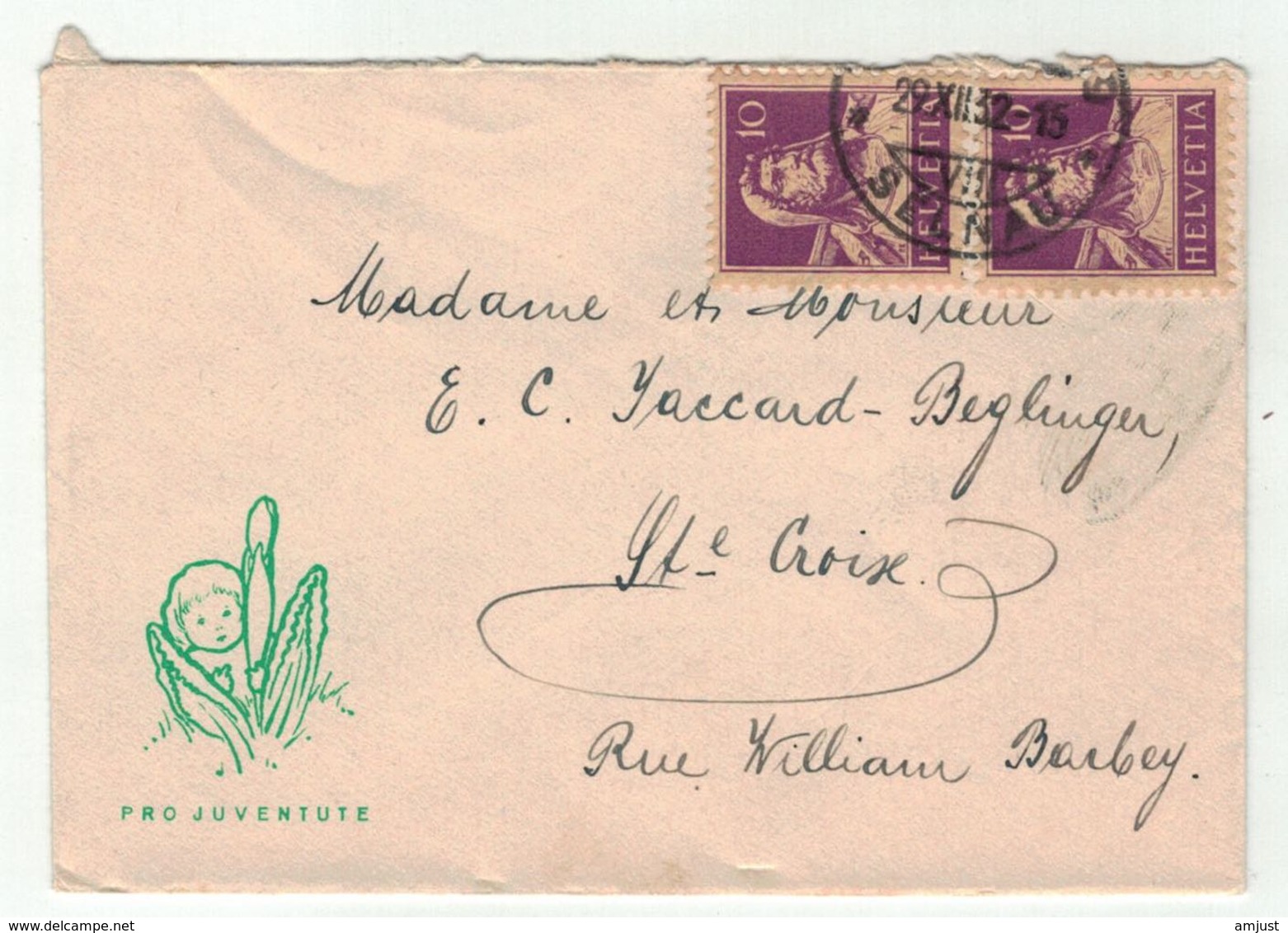 Suisse // Schweiz // Pro-Juventute // Mini-lettre Pro-Juventute 1932 Pour Sainte-Croix - Lettres & Documents