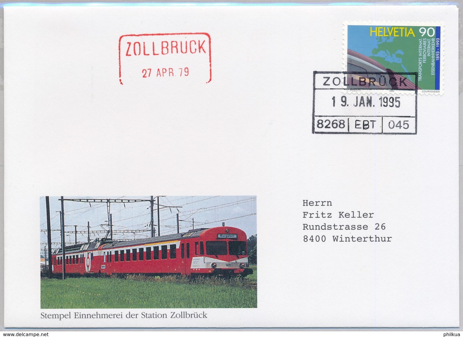 BAHNPOST - EBT/SMB/VHB Stempel Zollbrück - Spoorwegen