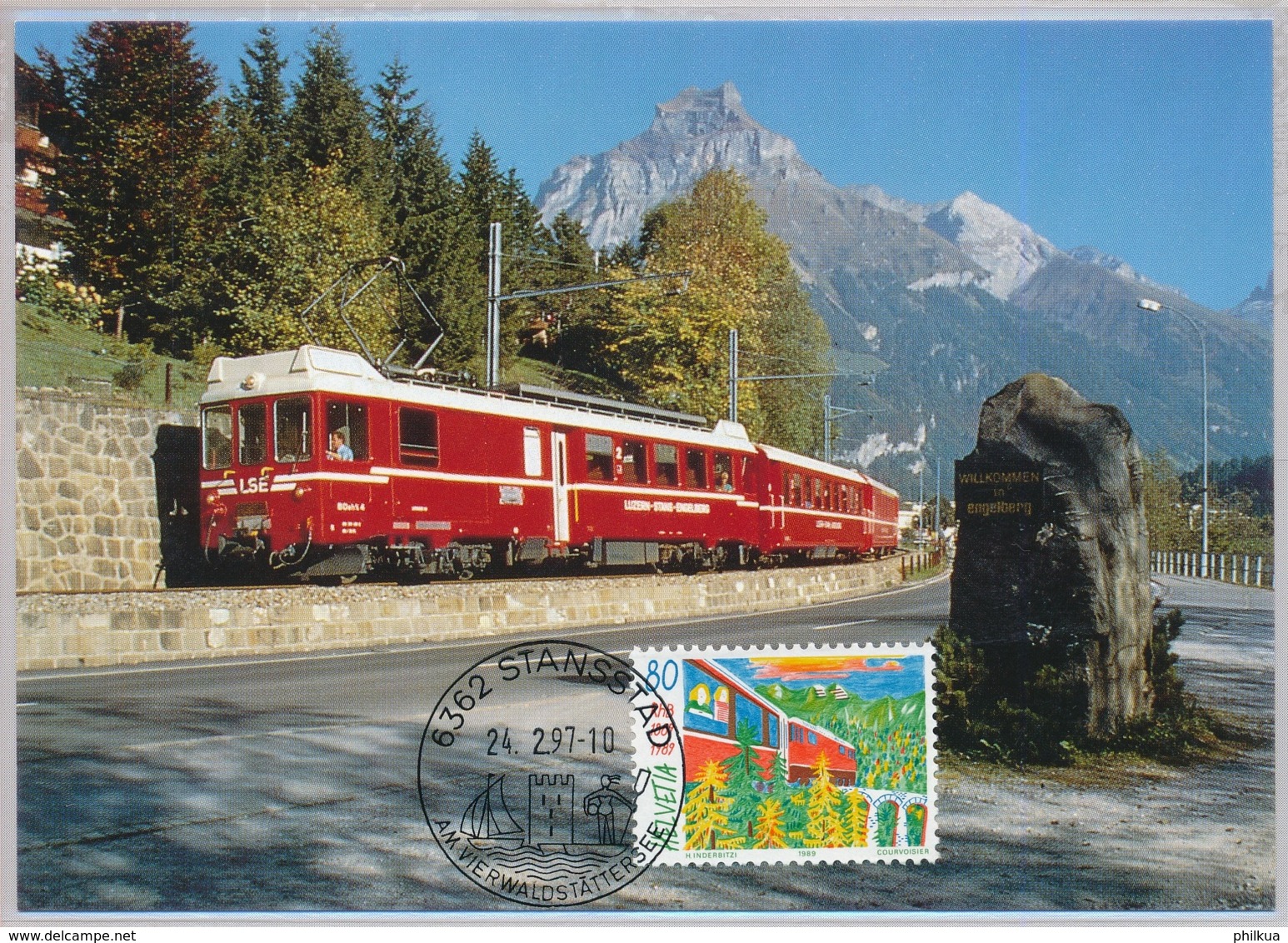 BAHNPOST - LSE - Luzern - Stans - Engelberg - Bahn - Maximumkarte - Chemins De Fer