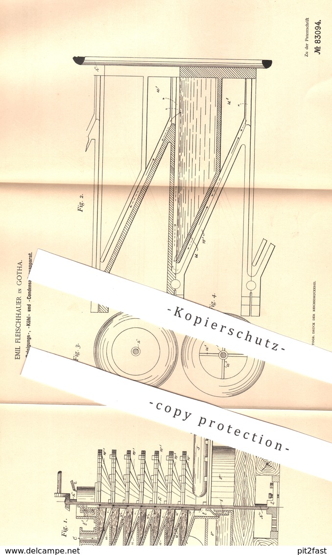Original Patent - Emil Fleischhauer , Gotha , 1893 , Reinigen , Kühlen U. Kondensieren Von Gas | Gase , Gasfabrik !!! - Historische Dokumente