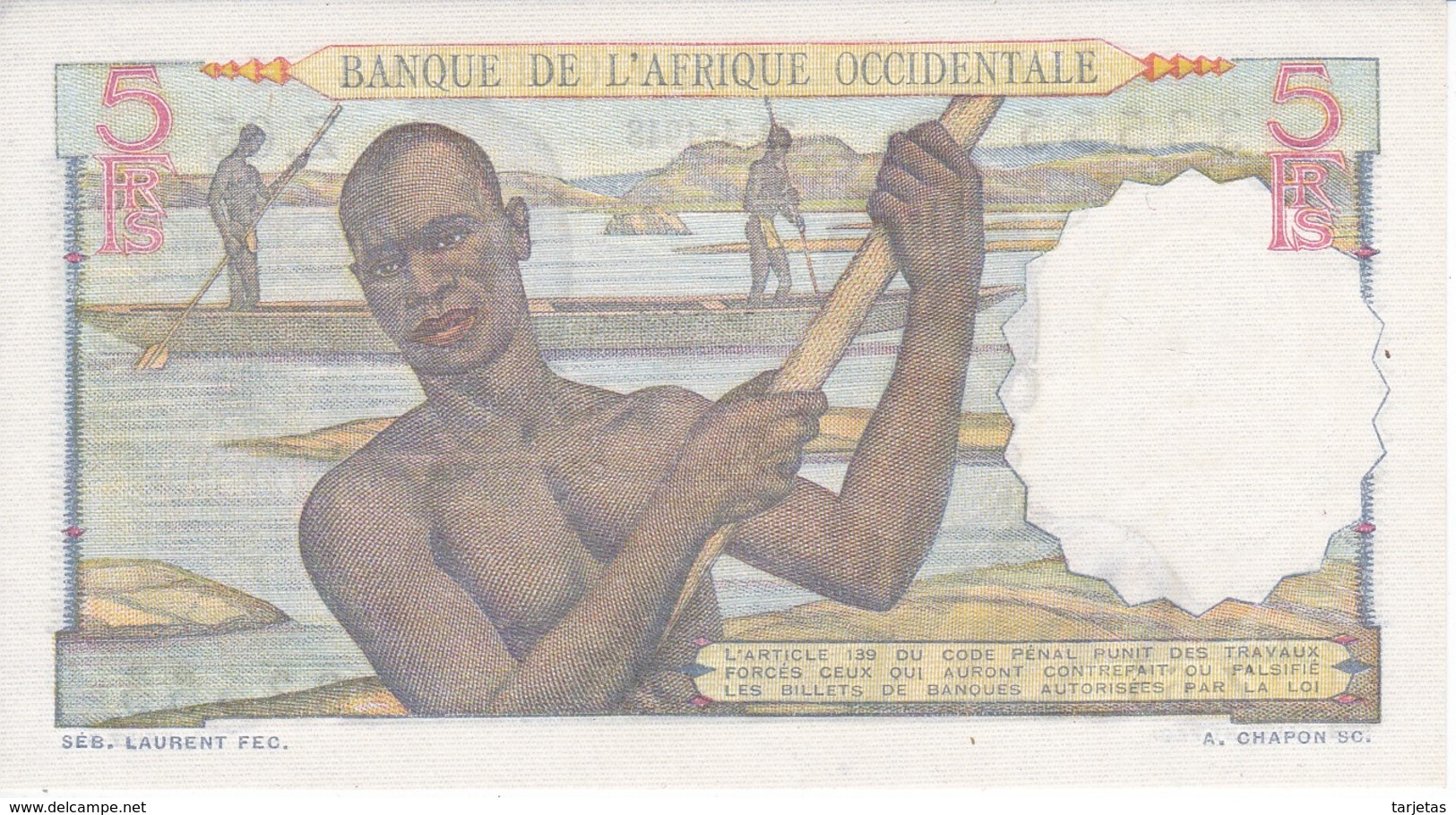 BILLETE DE BANQUE DE L'AFRIQUE OCCIDENTALE DE 5 FRANCS DEL AÑO 1948 SIN CIRCULAR-UNCIRCULATED - Otros – Africa