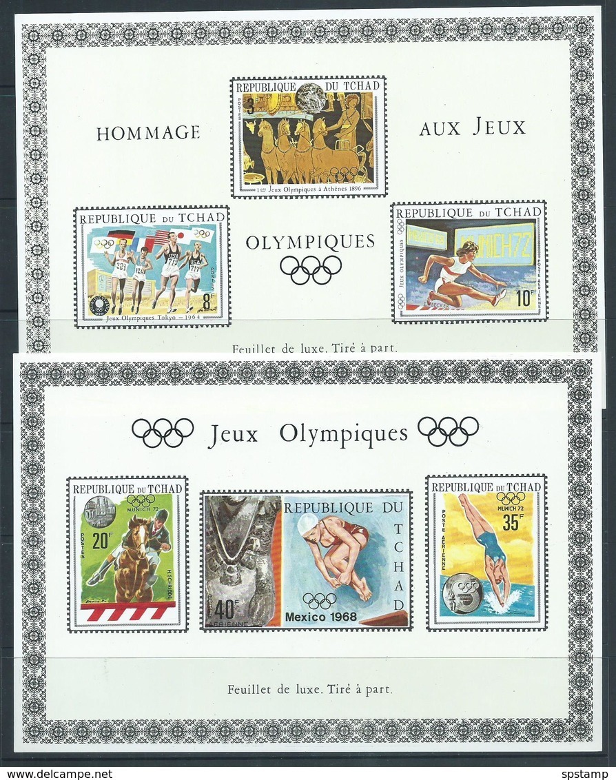 Chad 1971 - 1972 Summer Olympic Games Deluxe Sheets X 2 Imperforate MNH - Tsjaad (1960-...)