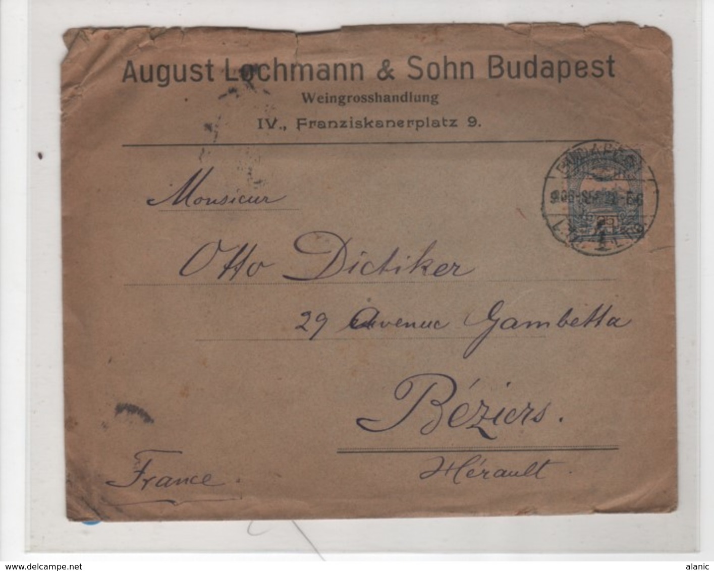 Hongrie > Marcophilie- BUDAPEST 1908- Pour Beziers - Poststempel (Marcophilie)