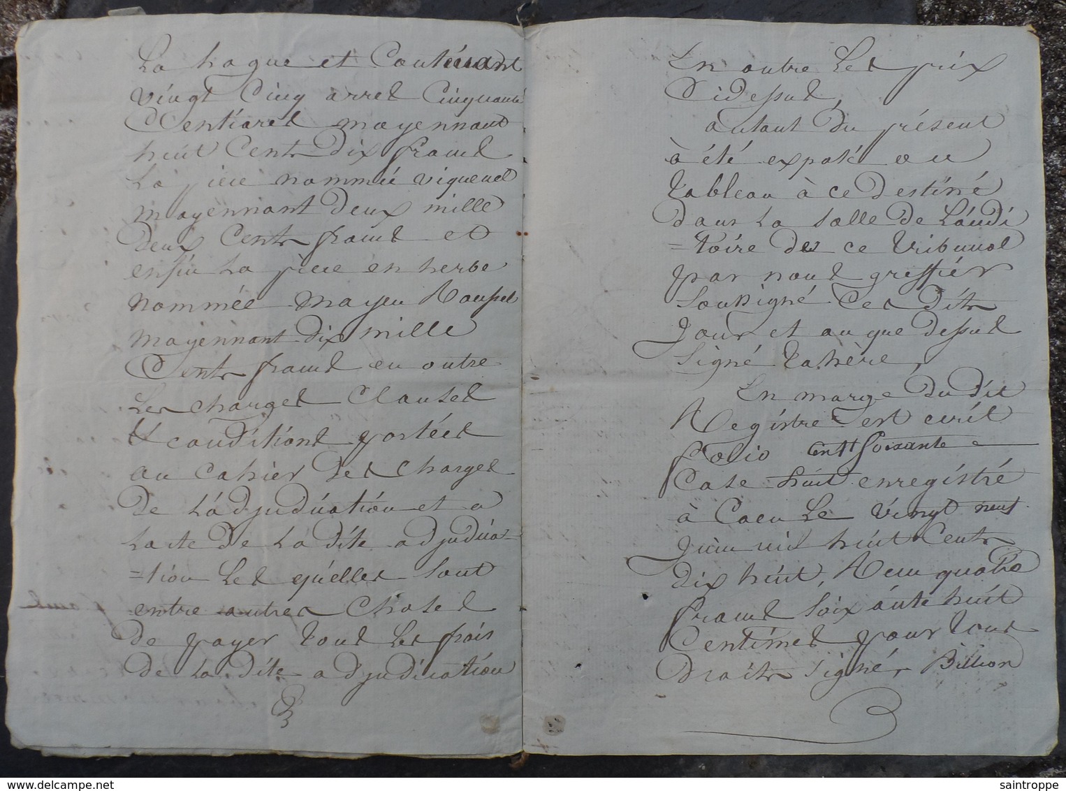 Manuscrit de1818.Succession Cordival à Merville,Varaville,avec journal d'annonces et Hypothèques.