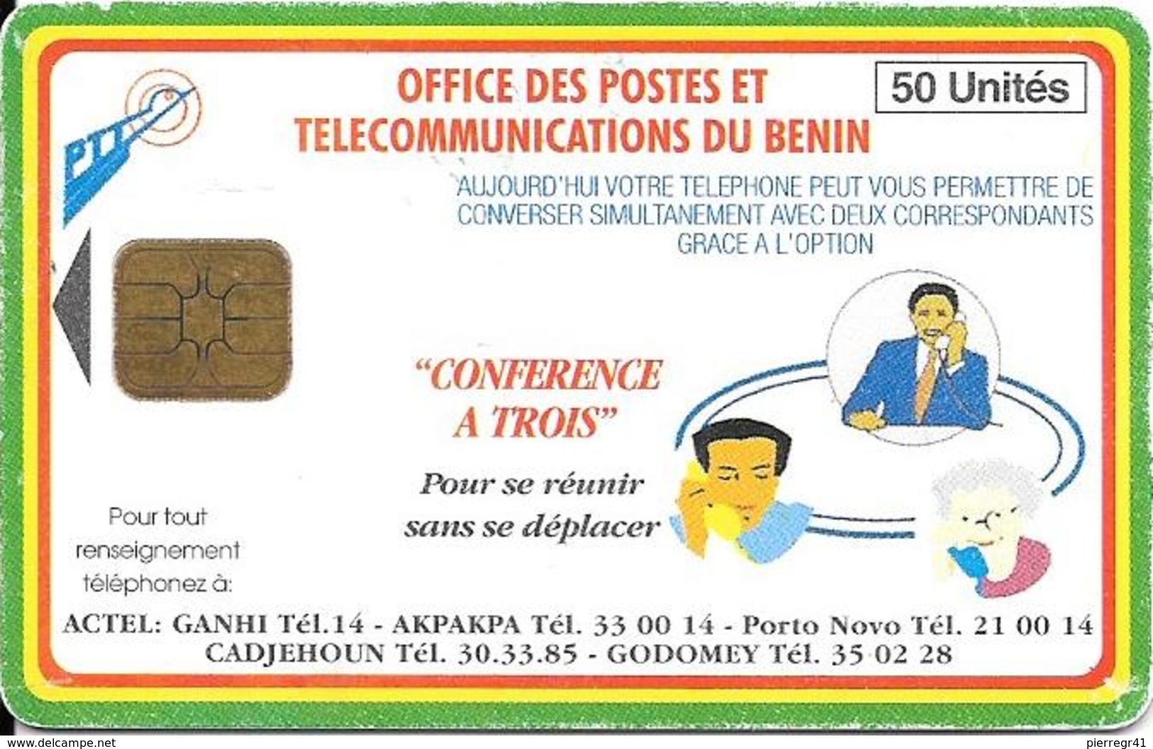 CARTE PUCE-BENIN-120U-CONFERENCE A TROIS-TBE - Bénin