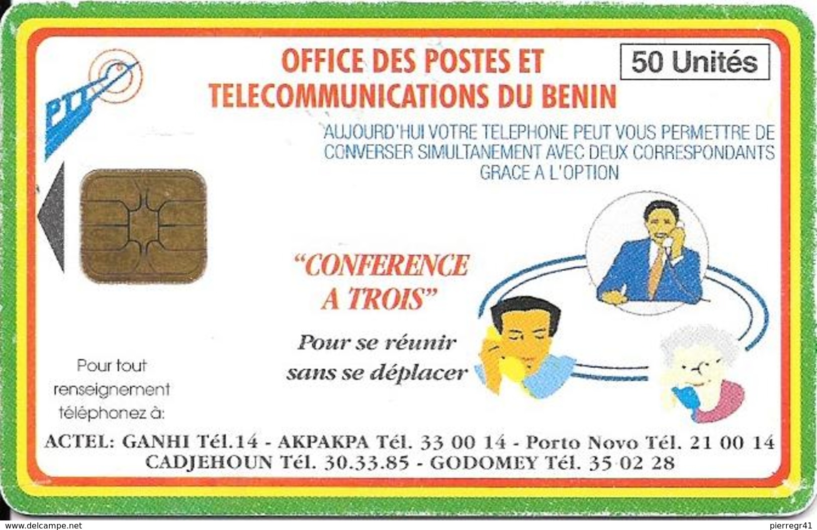 CARTE PUCE-BENIN-120U-CONFERENCE A TROIS-TBE - Benin