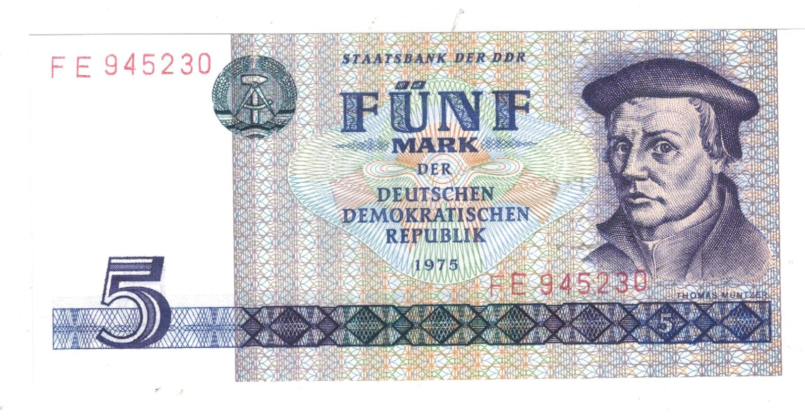 East Germany , 5 Mk 1975, P-27. UNC.. - 5 Mark