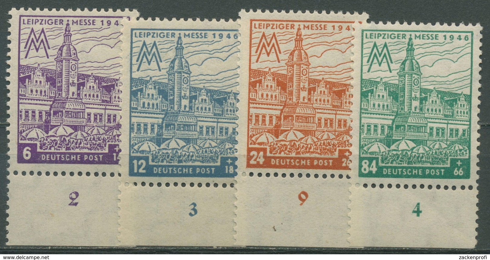 SBZ West-Sachsen 1946 Leipziger Messe Mit WZ X 162/65 A X Unterrand Postfrisch - Sonstige & Ohne Zuordnung