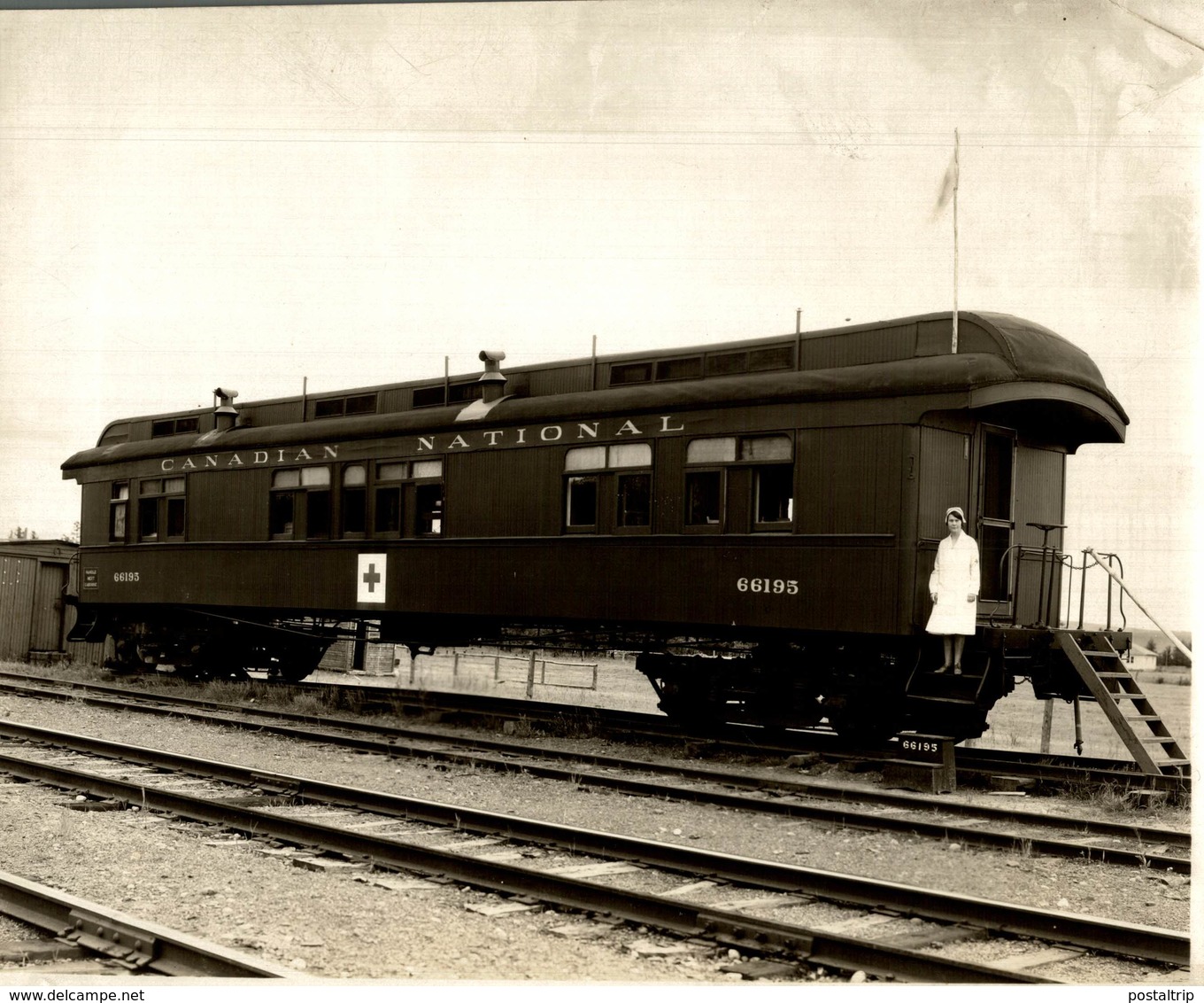 CANADIAN NATIONAL  HOSPITAL WAGON CANADA CHEMIN DE FER Train Railway 24*18 CM Fonds Victor FORBIN 1864-1947 - Trenes