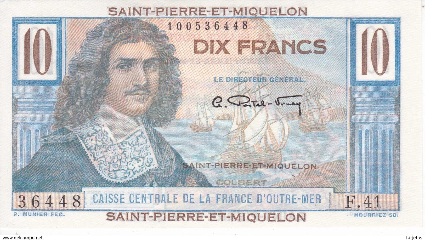 BILLETE DE SAINT PIERRE ET MIQUELON DE 10 FRANCS DEL AÑO 1950 SIN CIRCULAR-UNCIRCULATED - Otros & Sin Clasificación