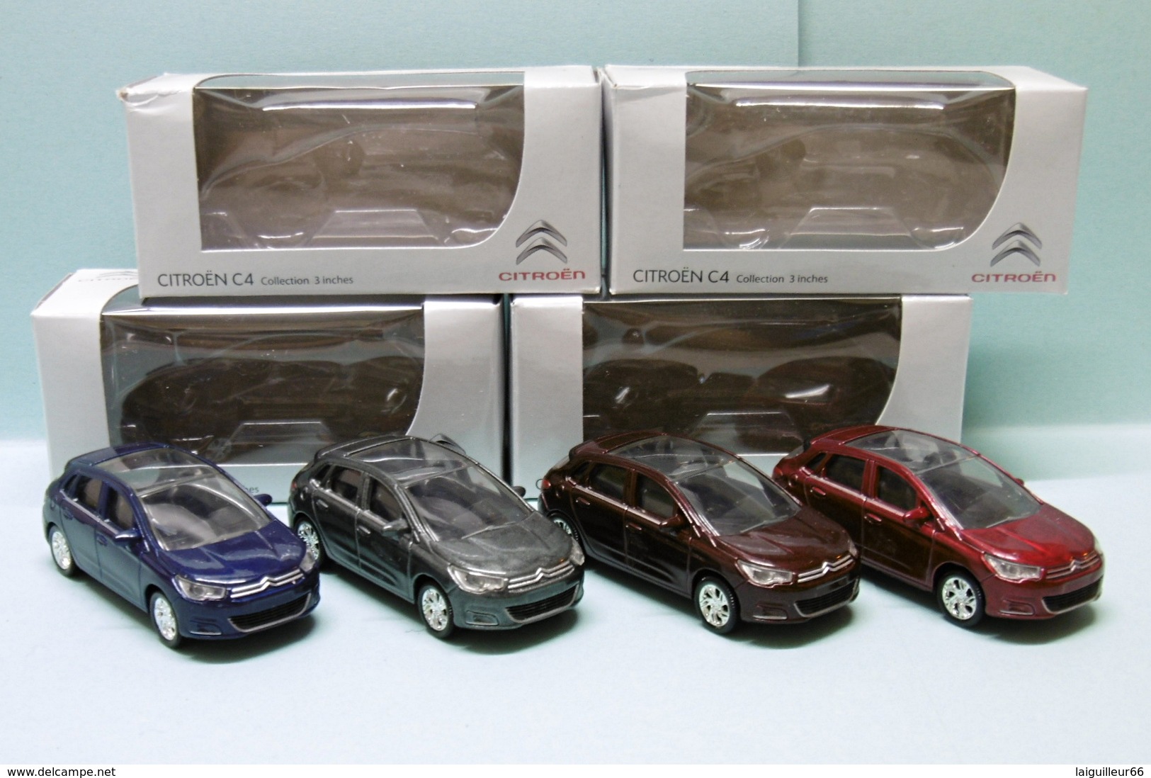 Norev - Lot De 4 CITROEN C4 Gris + Bordeaux + Rouge + Bleu Neuve NBO 3 Inches 1/64 - Norev