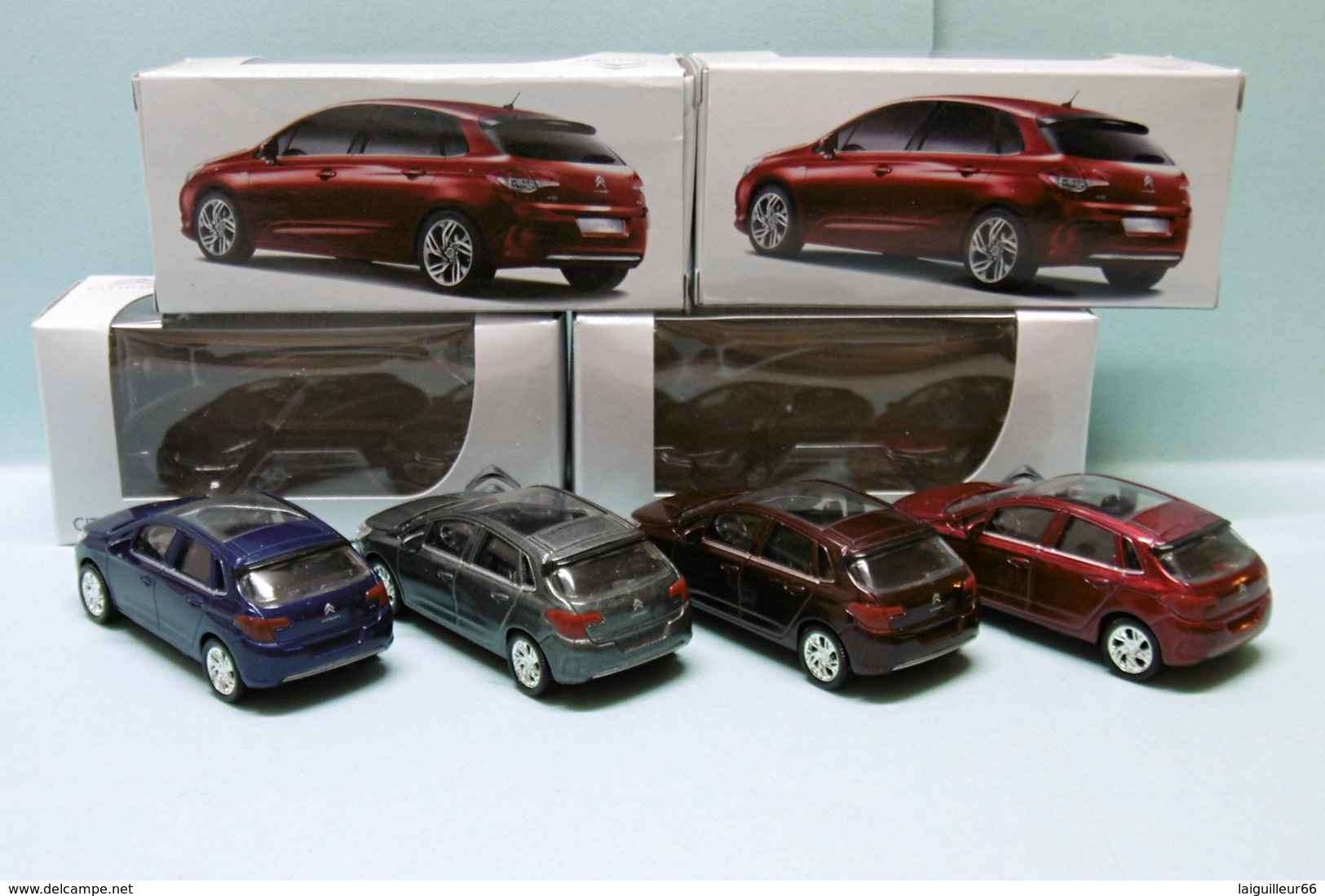 Norev - Lot De 4 CITROEN C4 Gris + Bordeaux + Rouge + Bleu Neuve NBO 3 Inches 1/64 - Norev