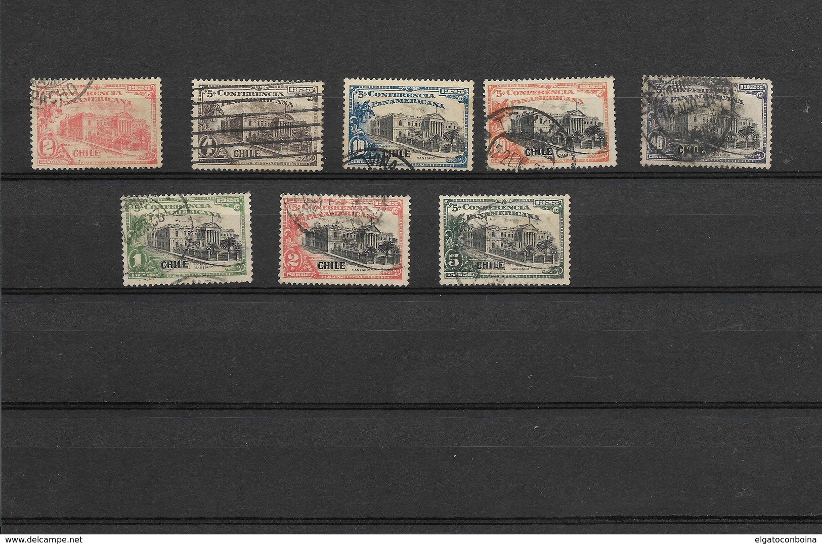 CHILE 1923 V PANAMERICAN CONFERENCE SCOTT  146/53 MI 134/141 SET OF 8 USED VF - Chile