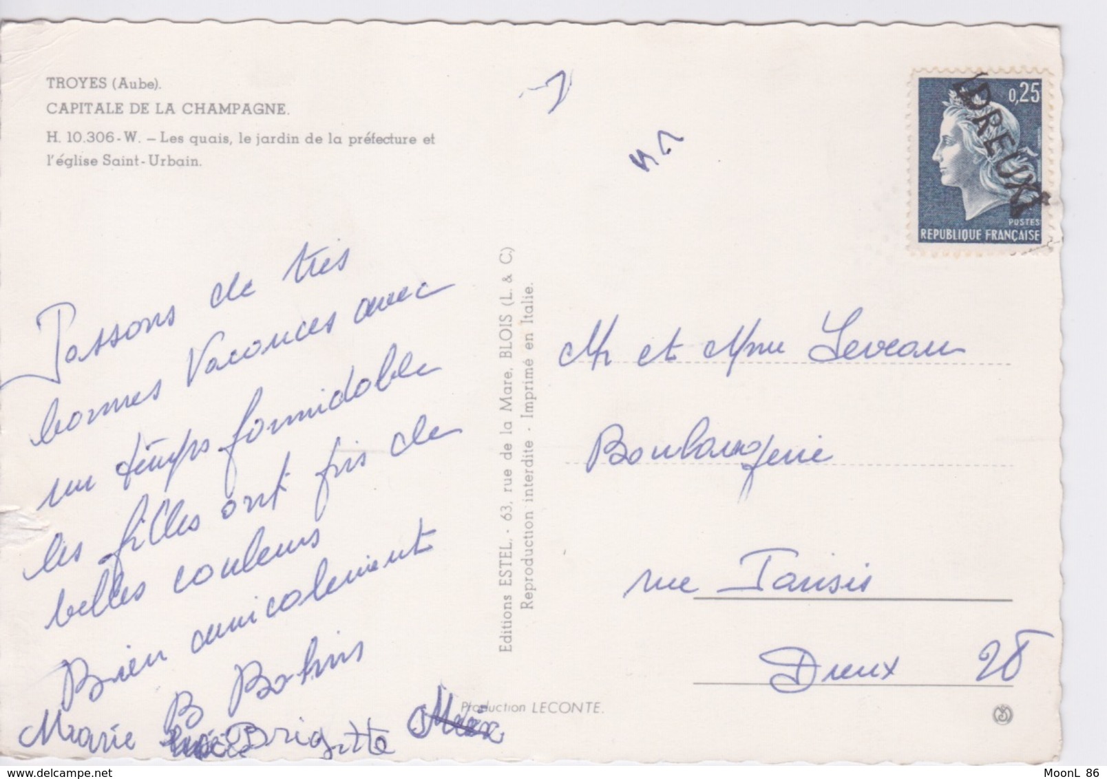 Type Marianne - Oblitération Linéaire à L'arrivée à DREUX 28  Sur Carte Postale De TROYES AUBE - Maschinenstempel (Sonstige)