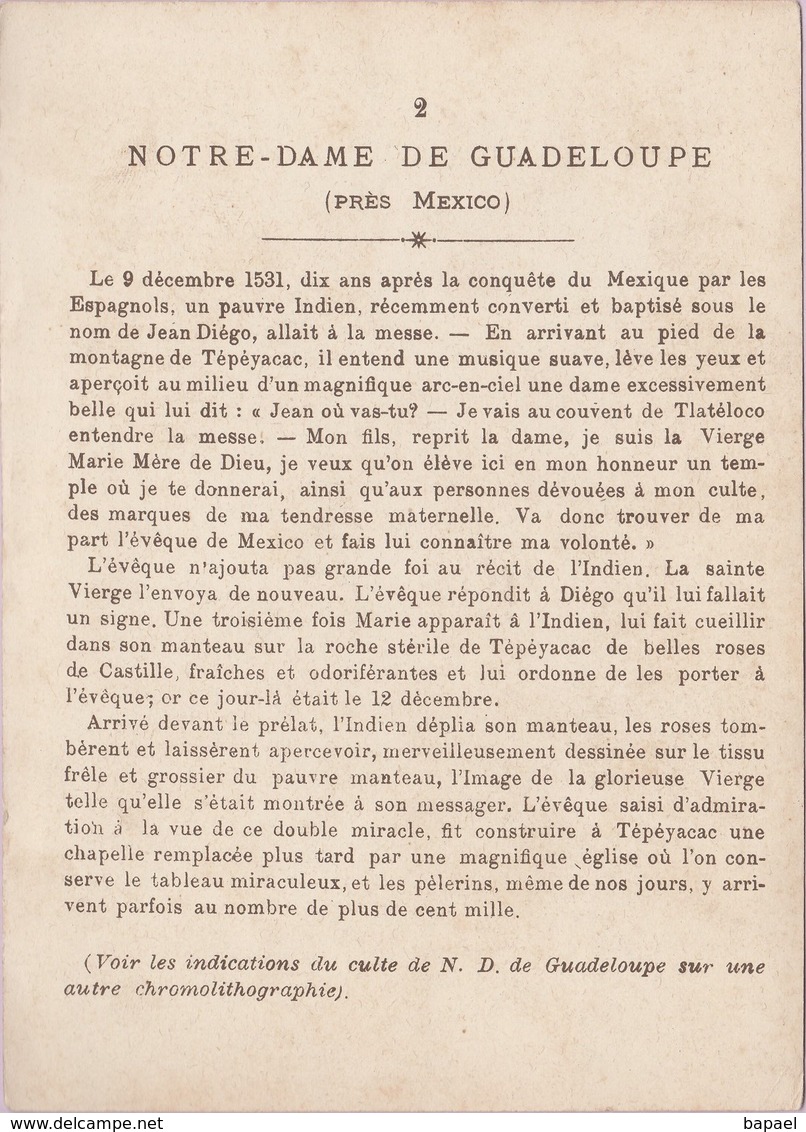 Notre-Dame De Guadeloupe - Non Fecit Taliter Omni Nationi (Près Mexico) (2) (Recto-Verso) - Images Religieuses