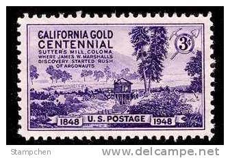 1948 USA "Sutter Mill" California Gold Rush Stamp Sc#954 Mineral - Minerals