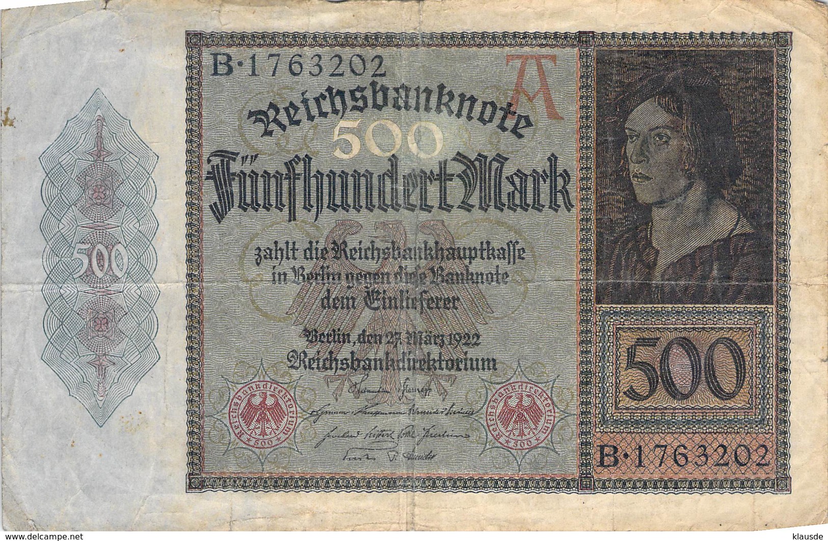 500 Mark Reichsbanknote VG/G (IV) - 500 Mark