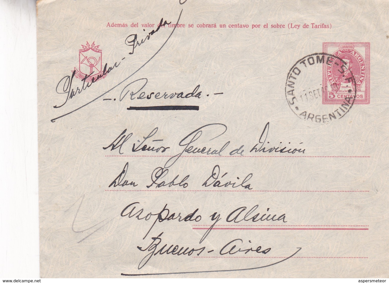 1919 ENTIER STATIONERY CIRCULATION SANTO TOME, CORRIENTES, A BUENOS AIRES - BLEUP - Entiers Postaux