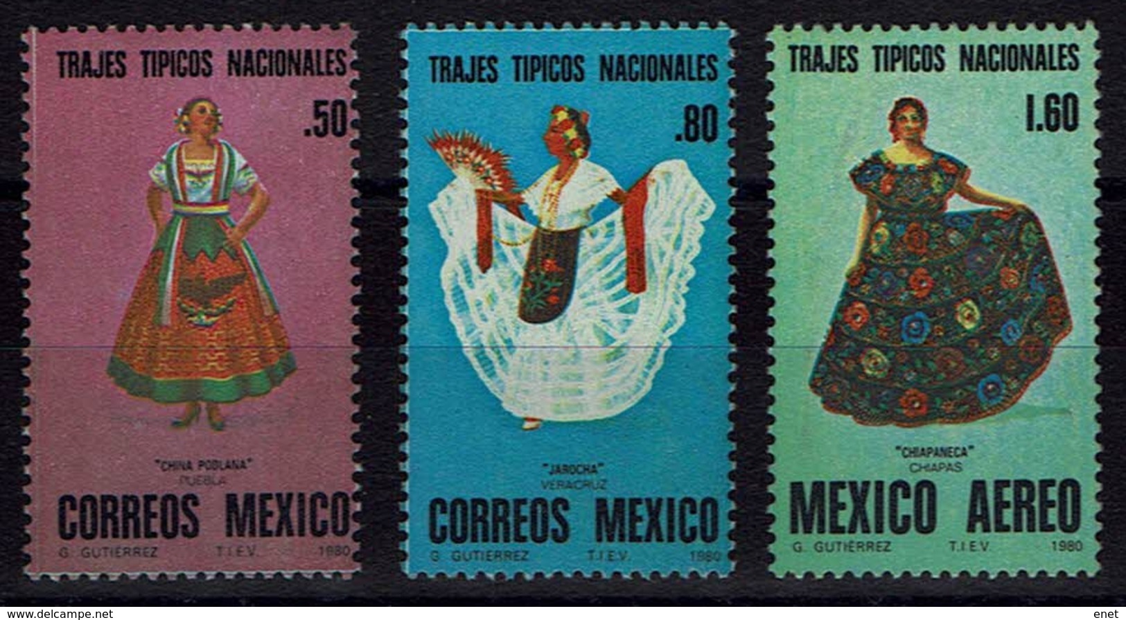 Mexico 1980 - Trachten  Folk Costume - MiNr 1710-1712 - Kostüme