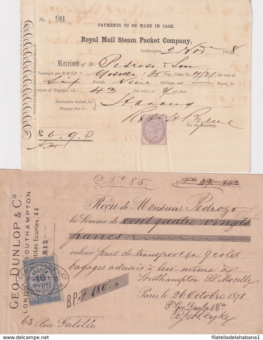 E6322 ENGLAND UK FRANCE REVENUE ILLUSTRATED BUSSINES INVOICES 1870'. - ... - 1799