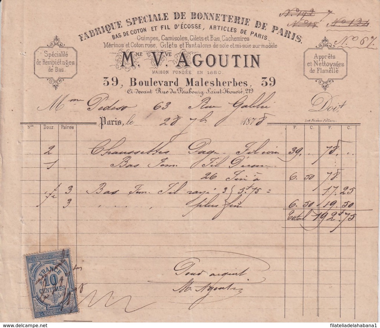 E6322 ENGLAND UK FRANCE REVENUE ILLUSTRATED BUSSINES INVOICES 1870'. - ... - 1799