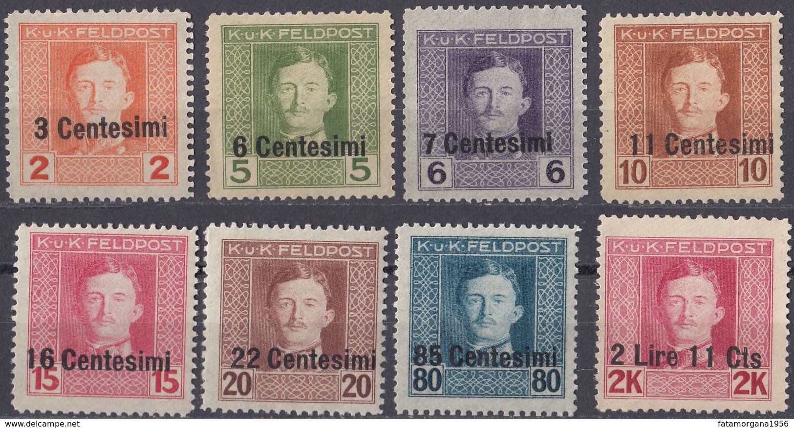 FRIULI, OCCUPAZIONE AUSTRIACA - 1918 - Lotto Di 8 Valori Nuovi MH, MNH E Senza Gomma: Unificato 2, 4/6, 8, 9, 15 E 17. - Oest. Besetzung